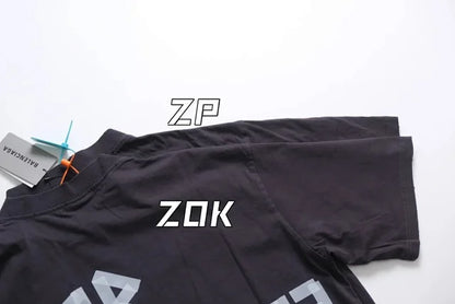 zok 공장 / 발렌시아가 남성 테이프 프린팅 반팔 티셔츠