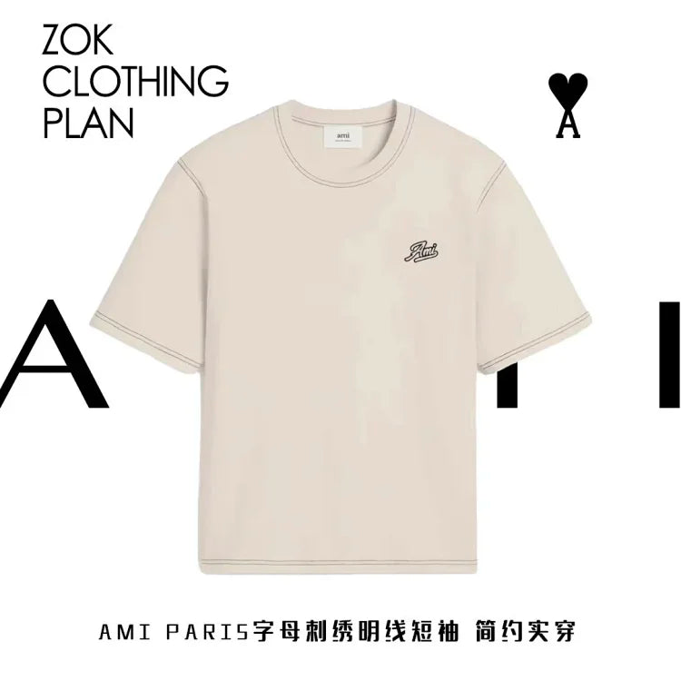 ZOK / 아미 반팔티I 레터링 자수 반팔