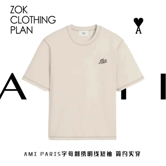 ZOK / 아미 반팔티I 레터링 자수 반팔