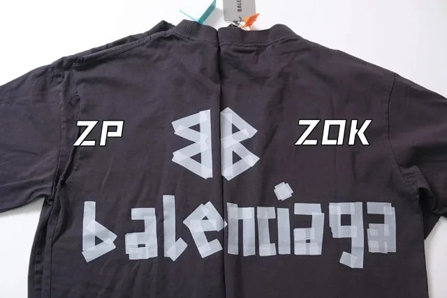 zok 공장 / 발렌시아가 남성 테이프 프린팅 반팔 티셔츠