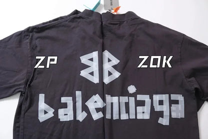 zok 공장 / 발렌시아가 남성 테이프 프린팅 반팔 티셔츠