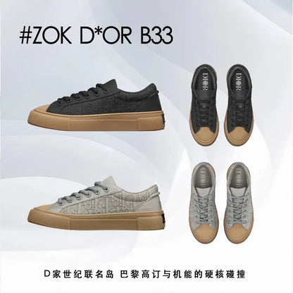 ZOK / 디올,스톤 스니커즈 , B33 콜라보 아일랜드 CD 블랙/그레이