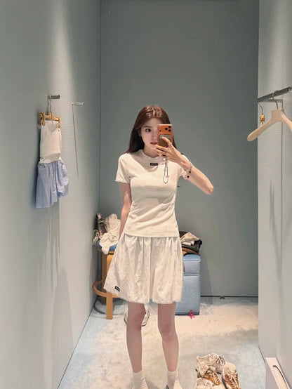 MK / 미우미우 면 소재 라운드넥 반팔 티셔츠
