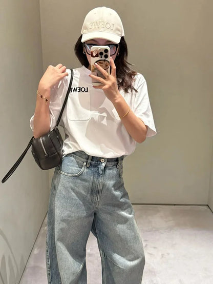 MK / 로에베 자수 반팔 티셔츠