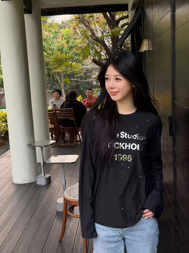 MK / 아크네스튜디오 스프레이 프린트 워시드 빈티지 캐주얼 긴팔