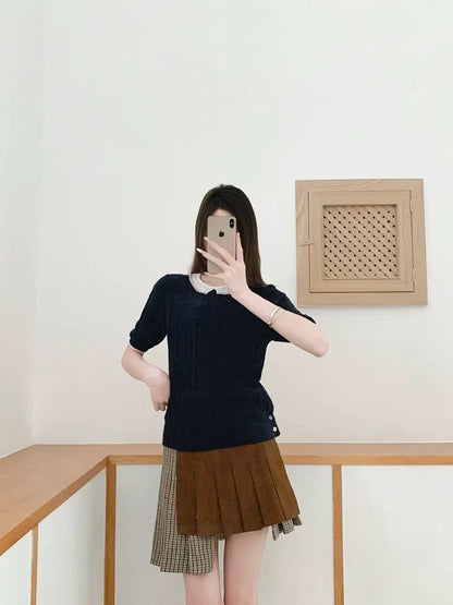 MK  / 톰브라운 레이스 넥 반팔 티셔츠