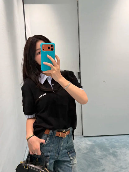 MK / 미우미우 컬러 대비 카라 반팔 폴로셔츠