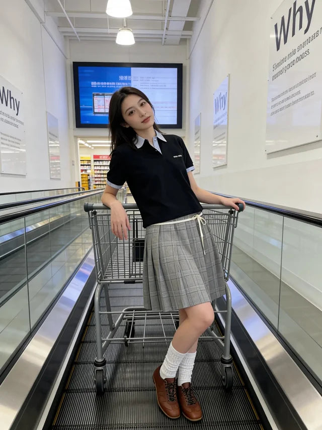 MK / 미우미우 컬러 대비 카라 반팔 폴로셔츠