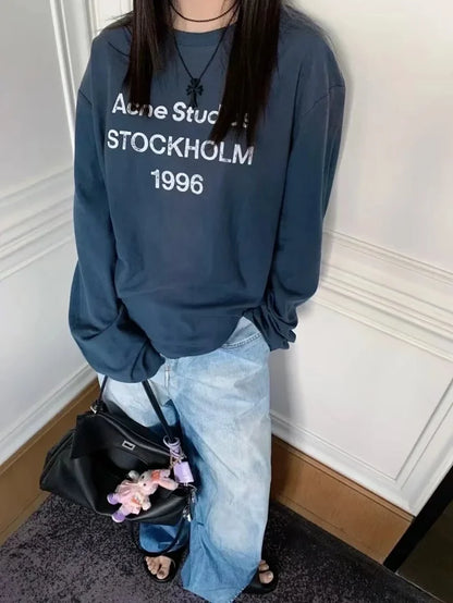 MK / 아크네스튜디오 레터링 프린트 라운드넥 긴팔