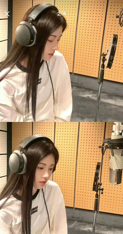 MK  / 미우미우 레터링 자수 라운드넥 긴팔