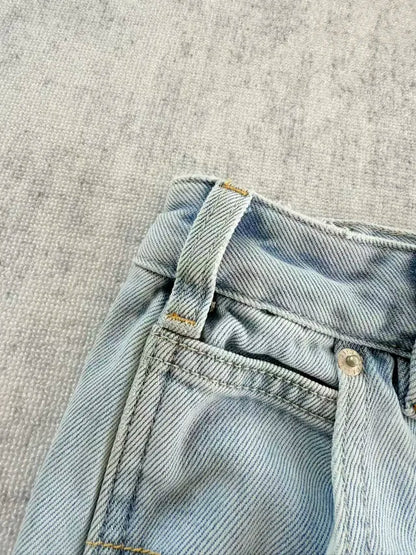 MK /  미우미우 단색 버튼 미드웨이스트 5부 데님 반바지