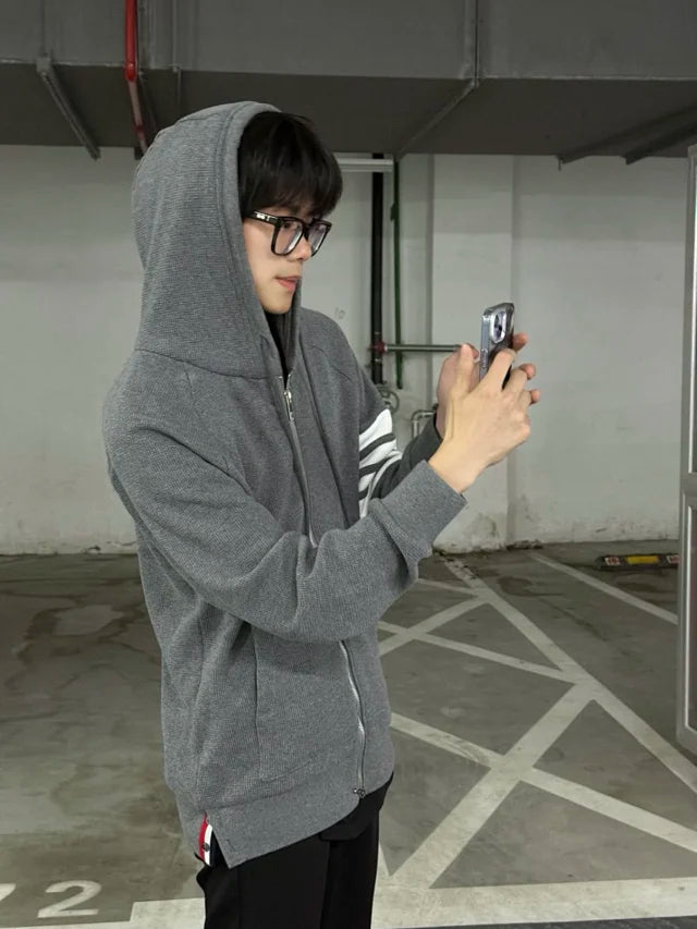 사탄 / 톰브라운 와플 소재 지퍼 후드 집업