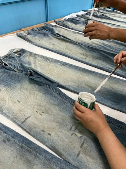 사탄 / 아크네스튜디오 워싱 스플래시 워싱 플레어 데님 팬츠