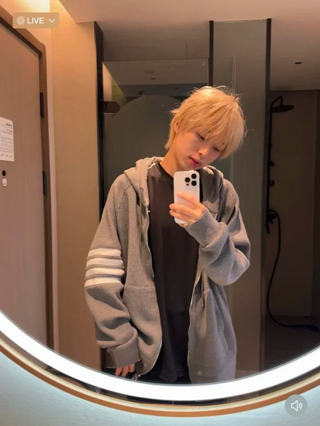 사탄 / 톰브라운 와플 소재 지퍼 후드 집업