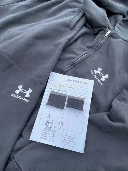 사탄 / 발렌시아가 워싱 가공 지퍼 후드