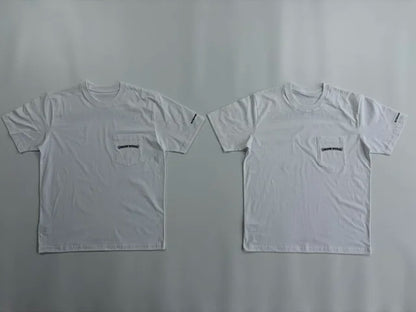 사탄 / 발렌시아가 가슴 포켓 스크롤 프린트 반팔 티셔츠