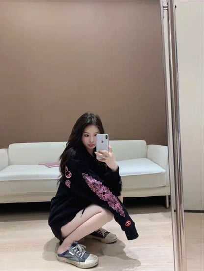 사탄 / 크롬하츠 분홍색 프린트 후드 집업