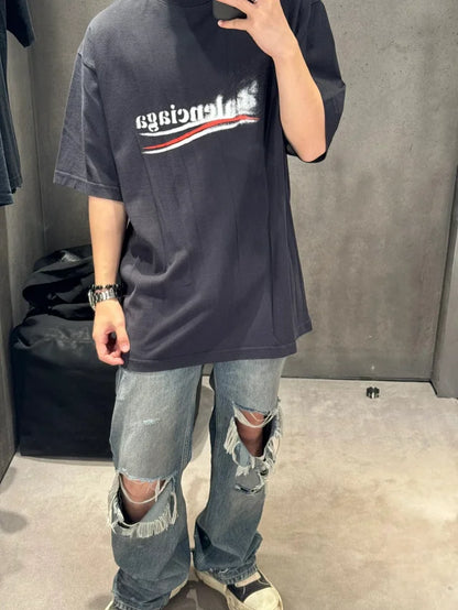 꼬부기 / 발렌시아가 블랙 용해 콜라 프린트 티셔츠