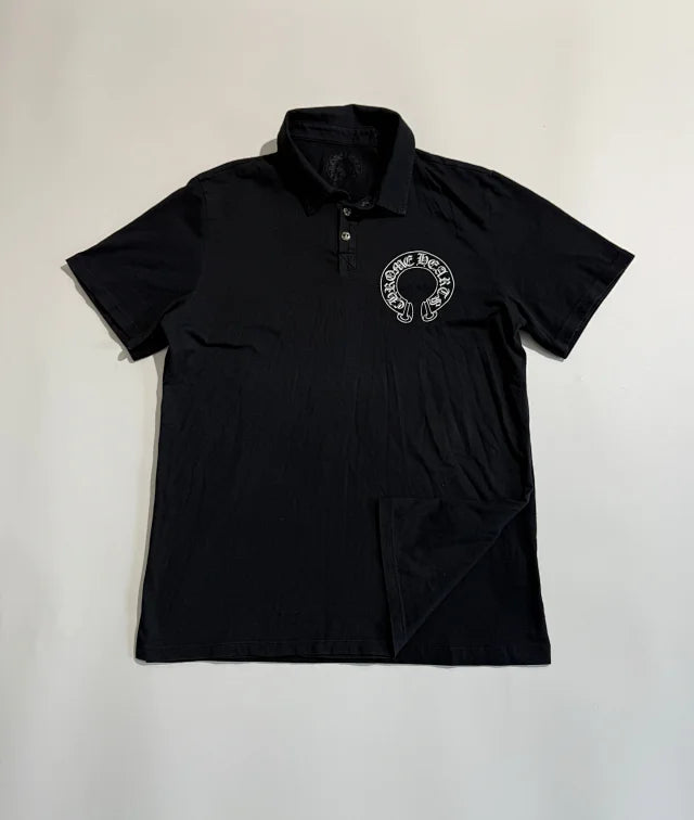 꼬부기 / 발렌시아가 자체 디자인 블랙 말굽 프린트 반팔 폴로 셔츠