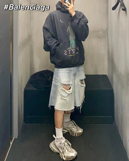 꼬부기 / 발렌시아가 후드티 , 24fw 자유의여신상후드/카멜프린트/3D입체컷팅/핸드메이드