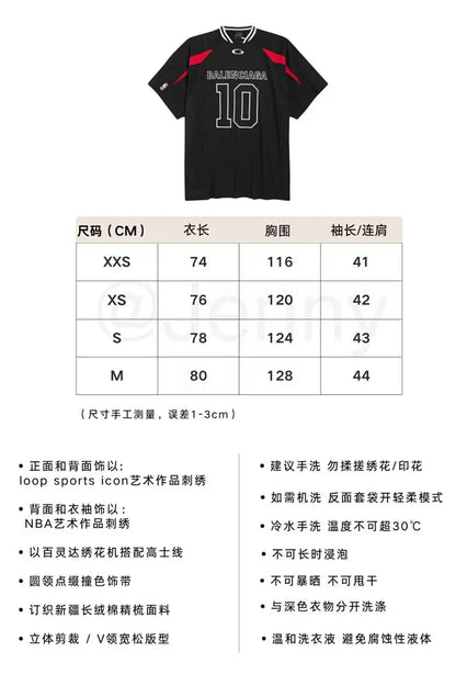 꼬부기 / 발렌시아가 블랙 레드 투톤 패치 반팔 티셔츠