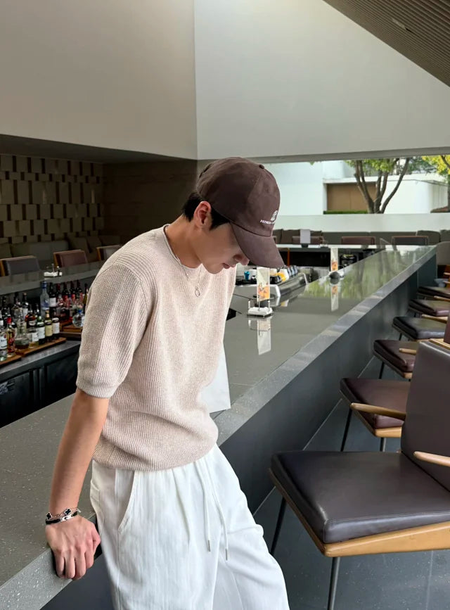 큐피드 / 브루넬로 쿠치넬리 린넨 코튼 굵은 뜨개질 니트 반팔