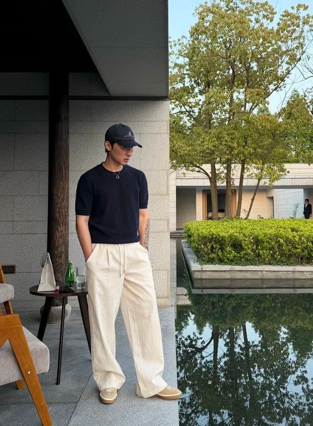 큐피드 / 브루넬로 쿠치넬리 린넨 코튼 굵은 뜨개질 니트 반팔