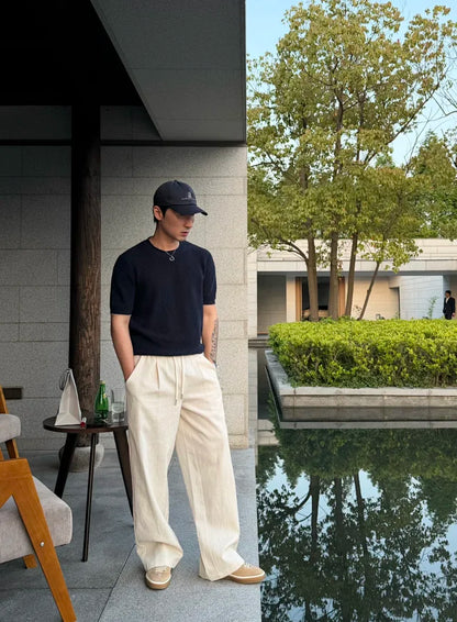 큐피드 / 브루넬로 쿠치넬리 린넨 코튼 굵은 뜨개질 니트 반팔