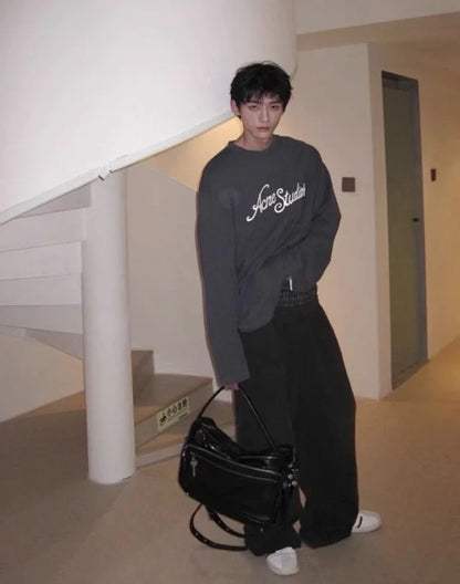 꼬부기 / 발렌시아가 체크 이중웨이스트 블랙 긴바지