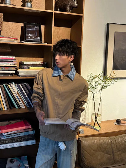 MK / 미우미우 체크 카라 이중레이어 재킷 아우터