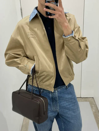 MK / 미우미우 체크 카라 이중레이어 재킷 아우터