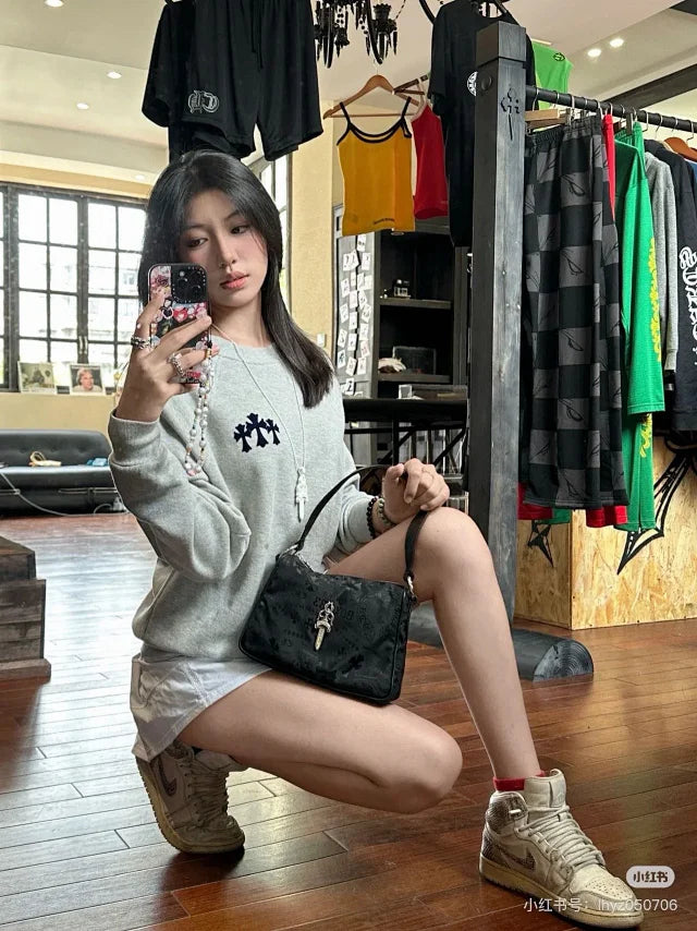 MK / 크롬하츠 크로스 플록 프린트 맨투맨