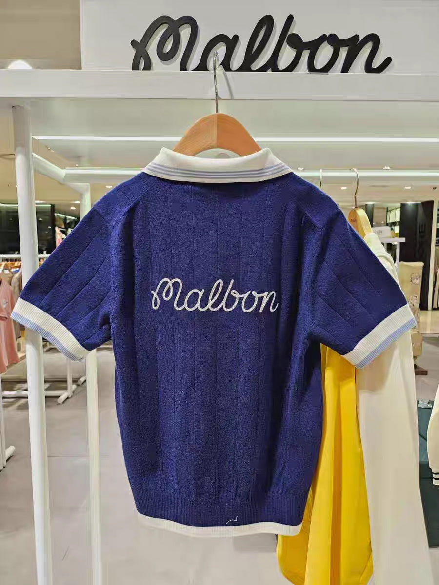 마이골프/Malbon 여성  V넥 니트 반팔