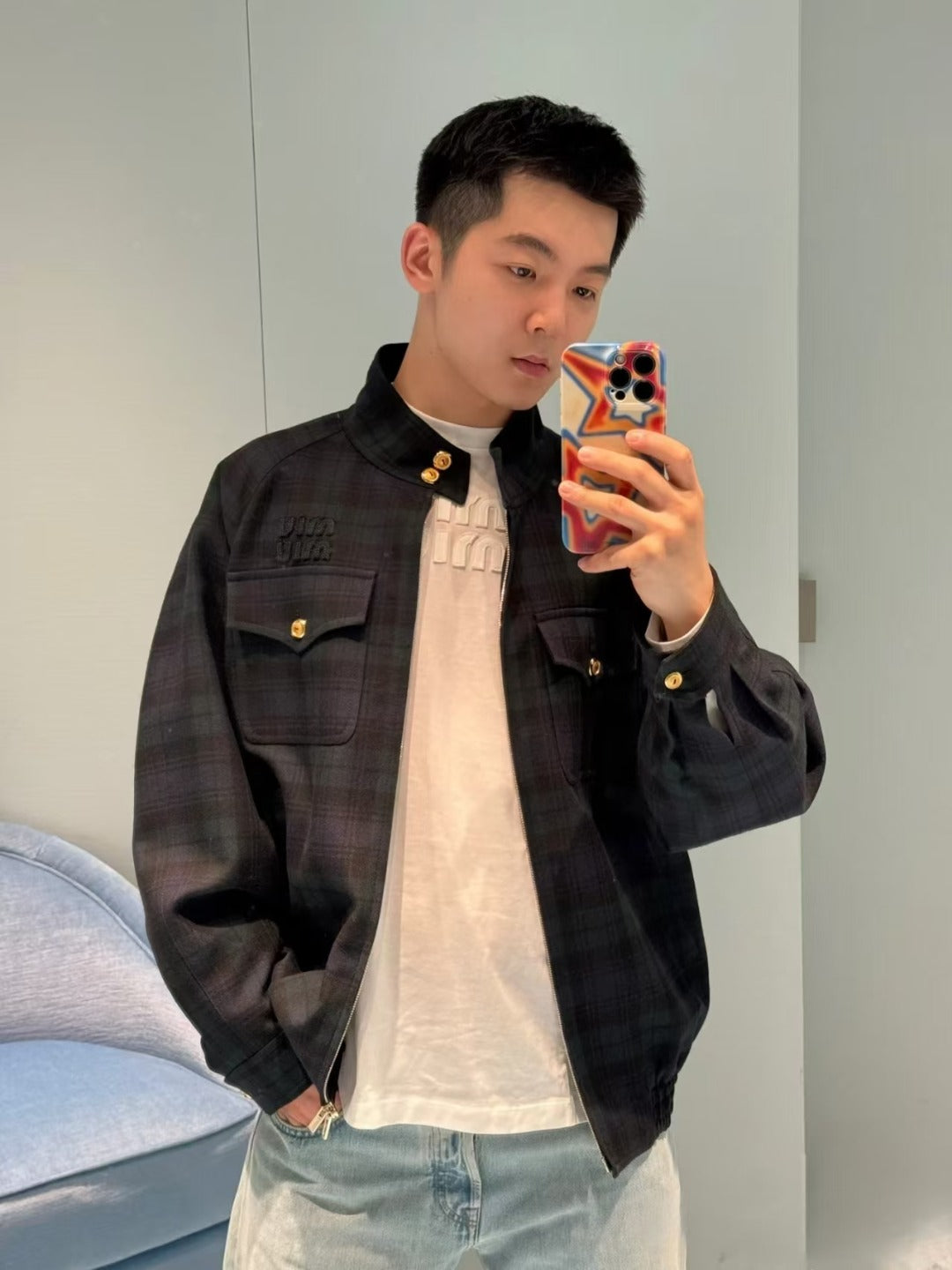 GTR/미우미우 남성 체크 자켓