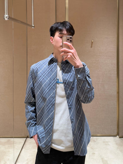 BVG / 버버리 남성 체크 면 셔츠