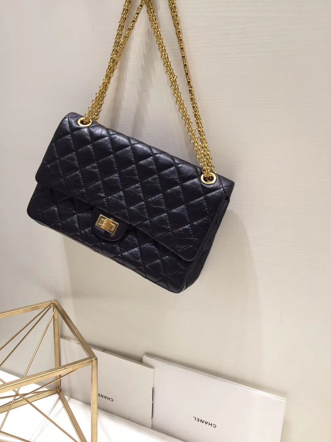 Supreme / Chanel Shoulder Bag, Black with Gold Buttons