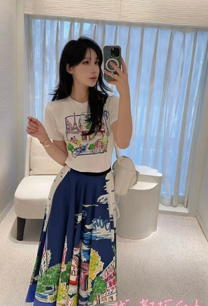 체인2호 / Dior Women's Souvenir Print Short-Sleeve T-Shirt