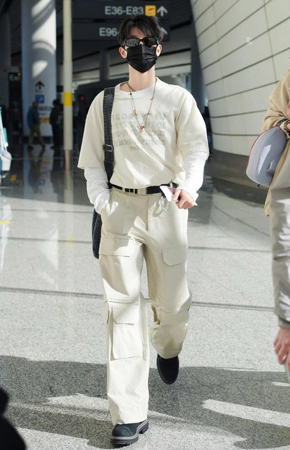 BVG / 메종마르지엘라 남성 자수 반팔 티셔츠 살구색