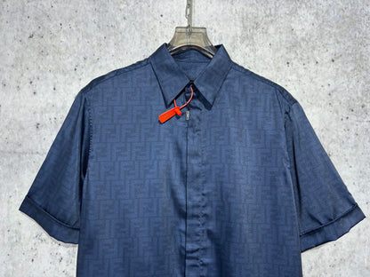 Chain / Fendi Men's Single Buckle Short Sleeve Shirt