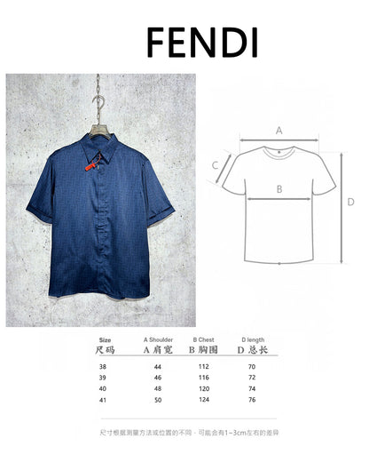 Chain / Fendi Men's Single Buckle Short Sleeve Shirt
