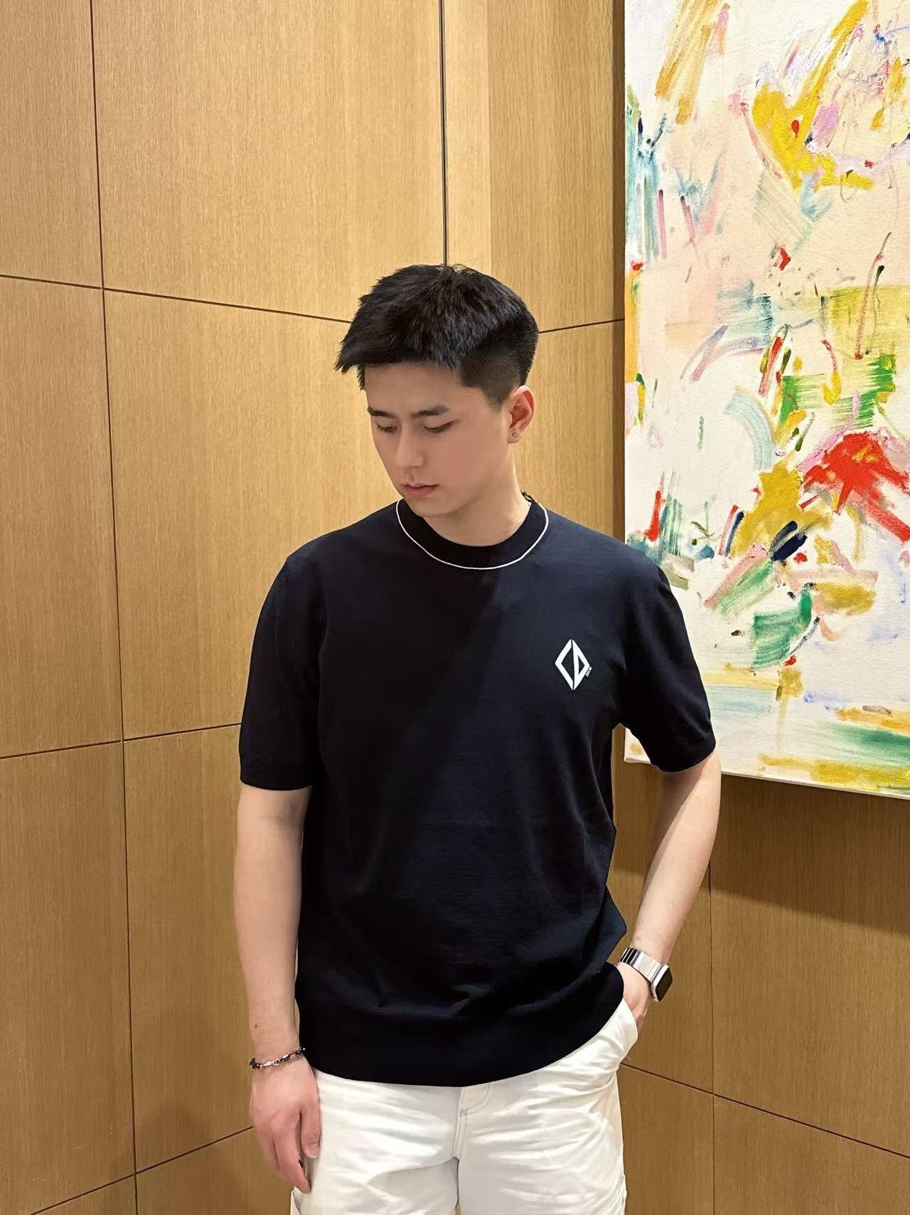 사슬 / 디올 남성  캐주얼 라운드 반팔 티셔츠