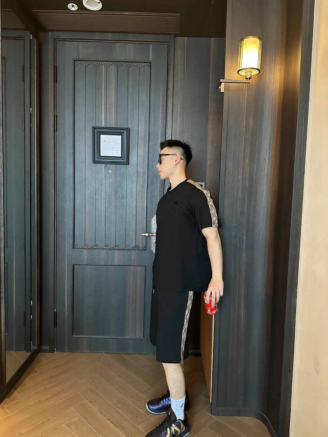GTR / 버버리 남성 체크 패턴 반팔 티셔츠