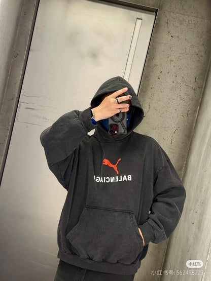 GTR / 발렌시아가  남성 워싱 후드티