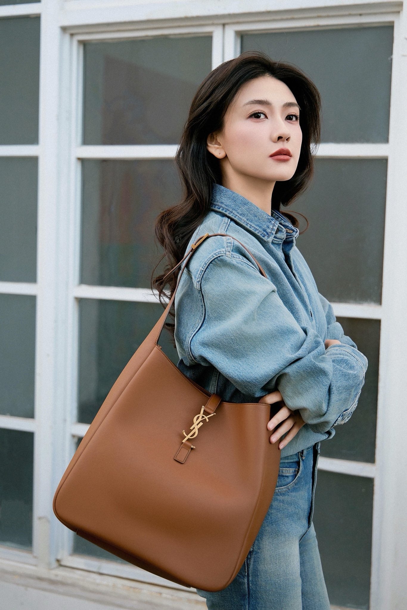 사슬 / 입생로랑 남성 여성 긴팔 데님 셔츠