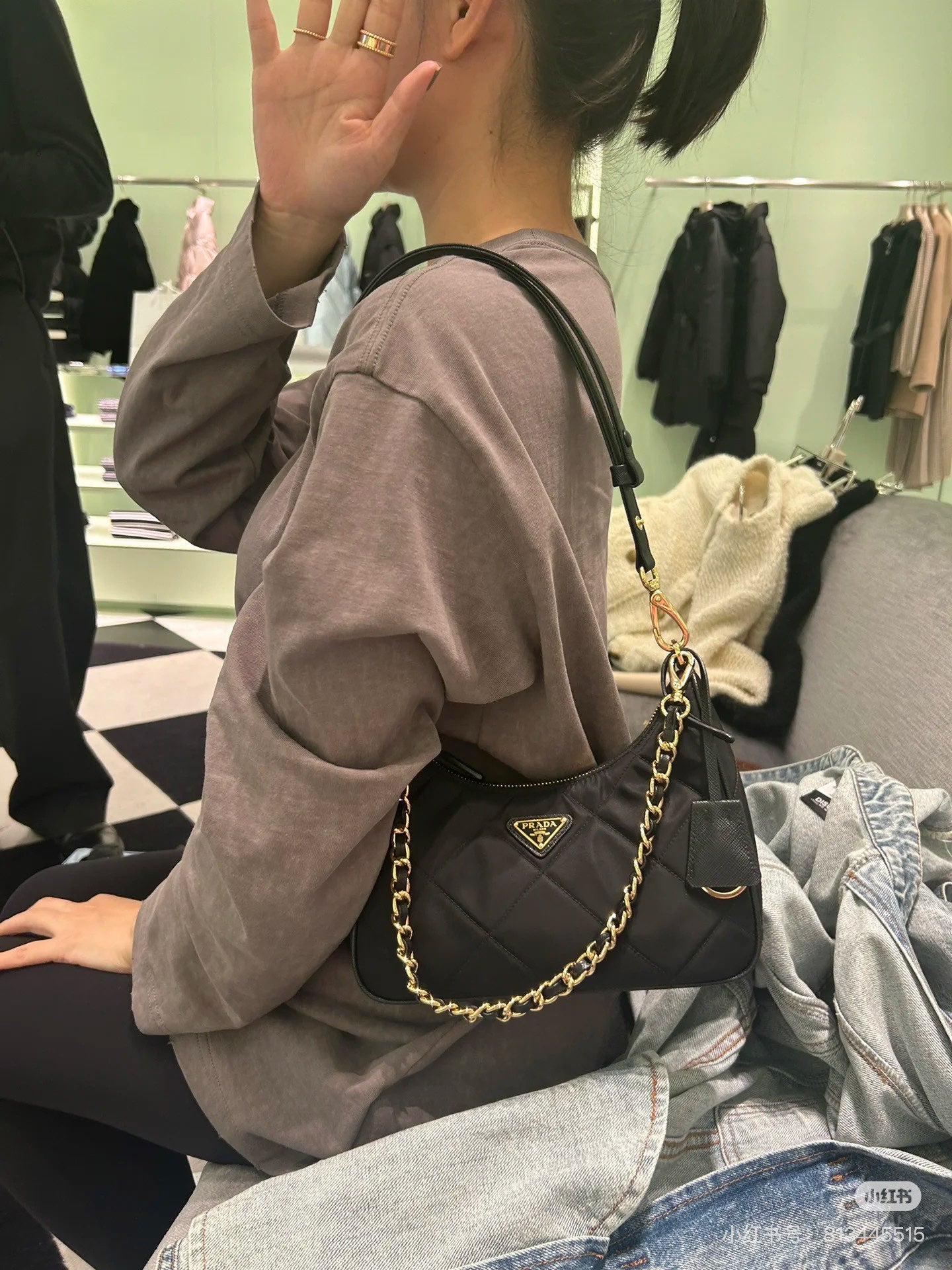 양 공장 / 프라다 여성 퀼팅 나일론 체인백
