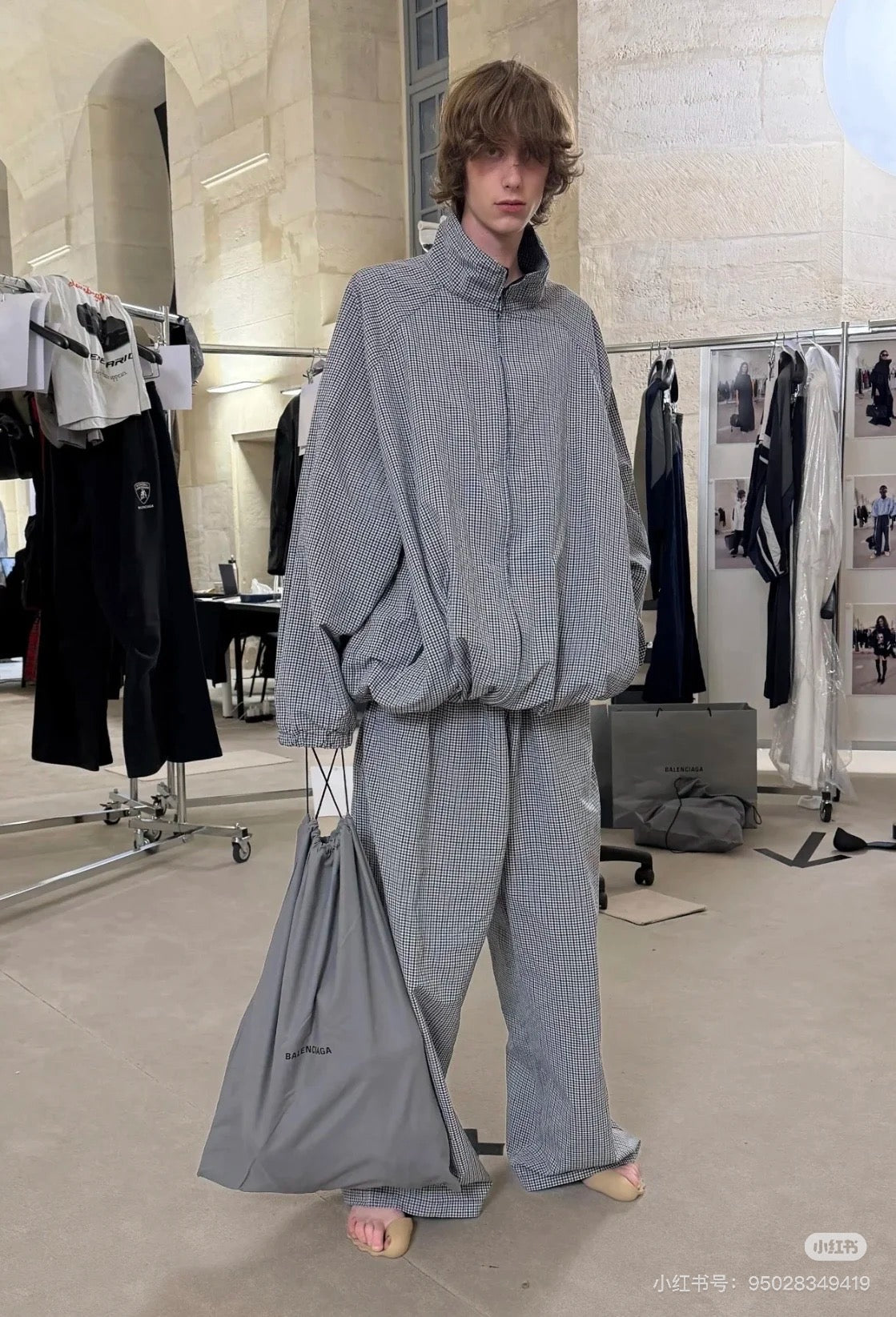 Chain2ho / Balenciaga Men's and Women's Plaid Coat