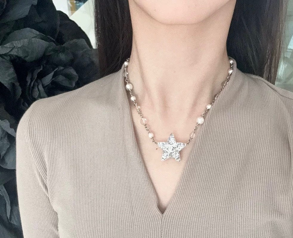 보스 악세사리 / 샤넬 여성 아크릴 별 크리스탈 진주 목걸이