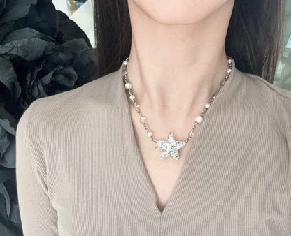 보스 악세사리 / 샤넬 여성 아크릴 별 크리스탈 진주 목걸이