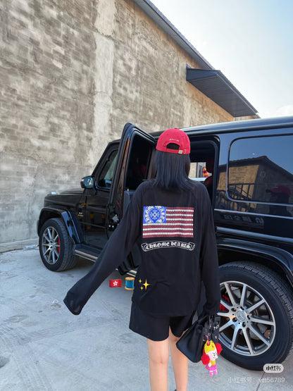 GTR / 크롬하츠 남성 USA 국기 프린트 긴팔