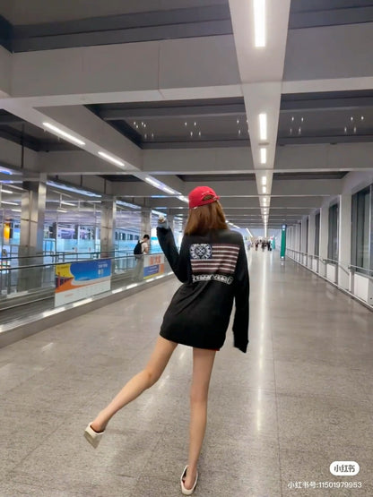 GTR / 크롬하츠 남성 USA 국기 프린트 긴팔